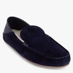 G.Brown Men's Leather And‎ Suede Slippers, Blue, Men's Size 9, Shearling Lined